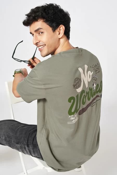 Men's Back-Print Graphic Tee — Olive Green