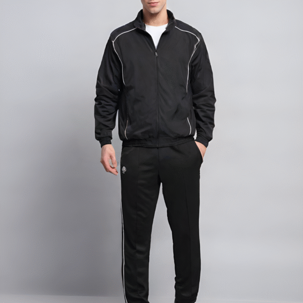 Black Contrast Piping Tracksuit for Men