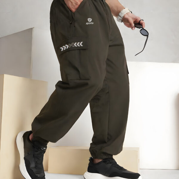 Olive Green Multi-Pocket Cargo Joggers for Men
