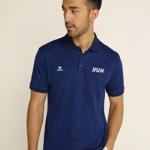 RUN Navy Blue Polo T-Shirt for Men